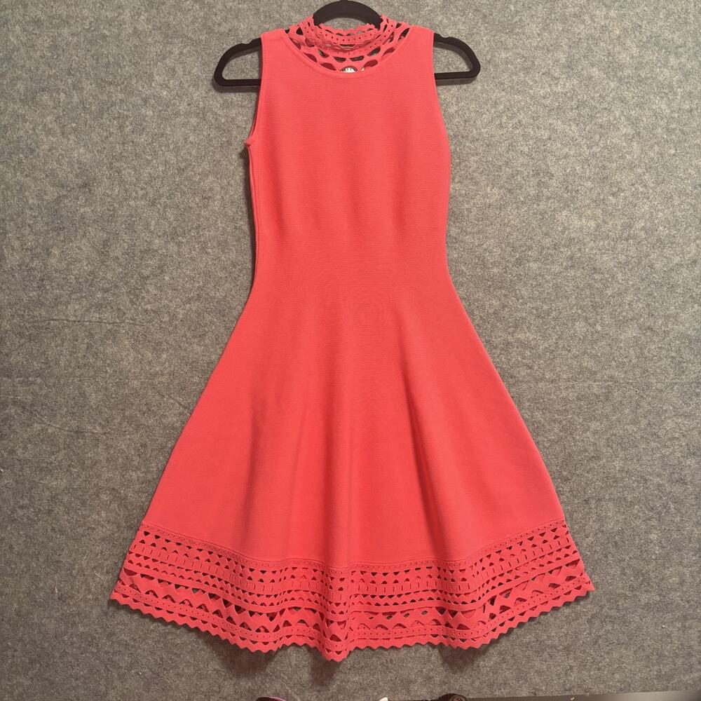 Milly Coral Cutout Hem Sleeveless Mini Dress